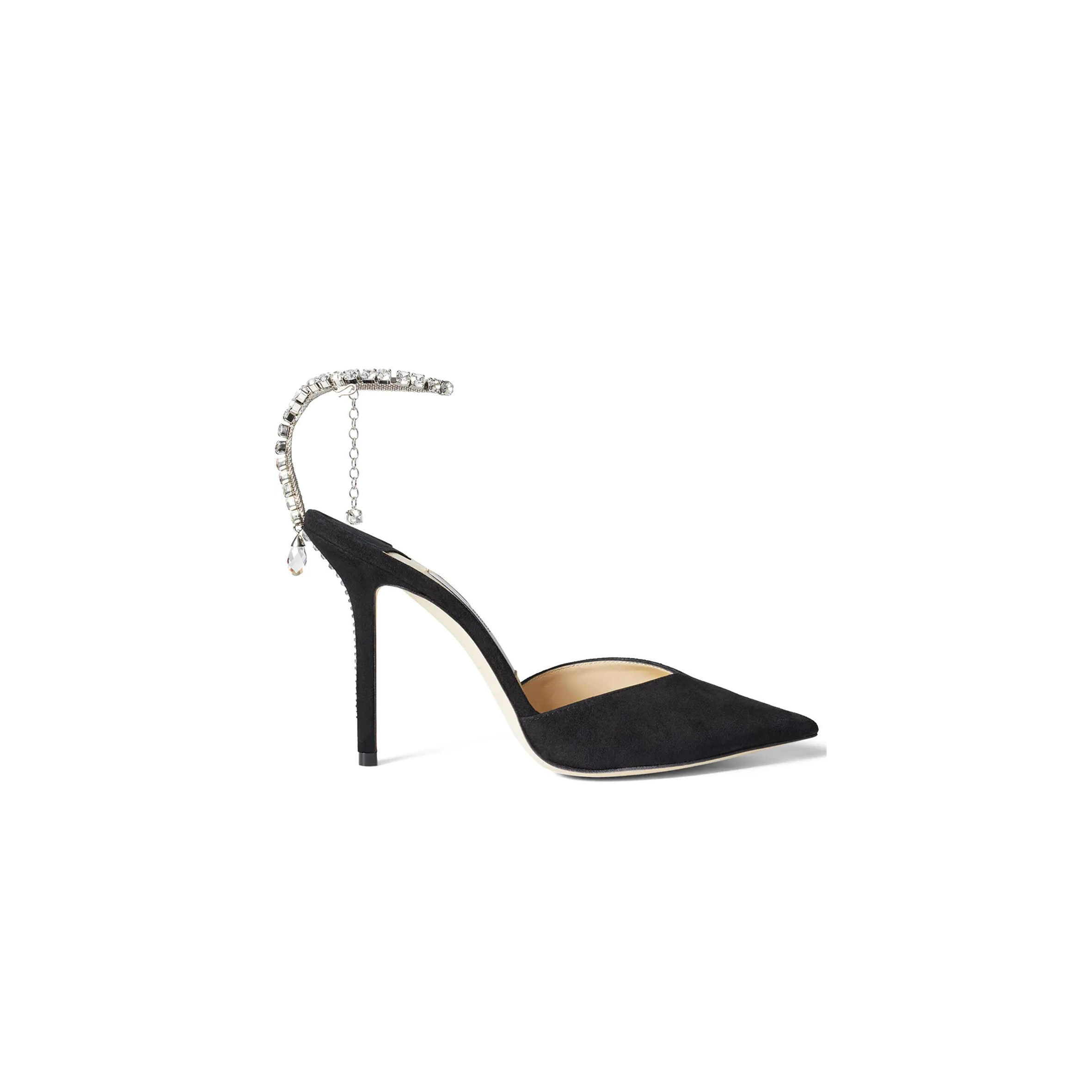 J1m*y Ch00 saeda 100 black suede pumps with crystal embellishment saeda100ewa